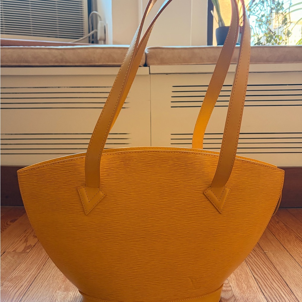 Yellow Leather Tote Bag - Women's Shoulder Handbag